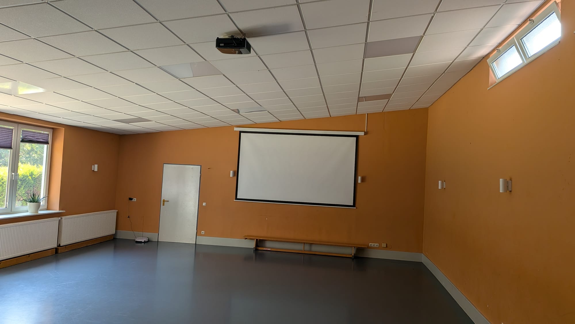 Ausgezogene Präsentationsleinwand Gesamt